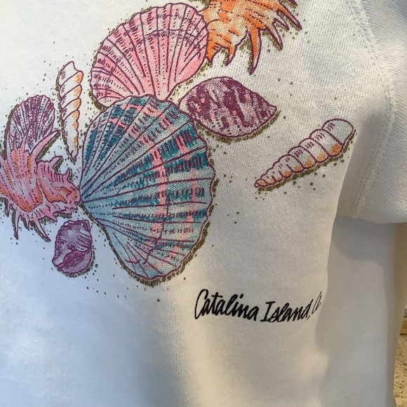 Catalina Island Vintage Hanes White Crewneck California Seashells Sz Medium - Picture 2 of 10